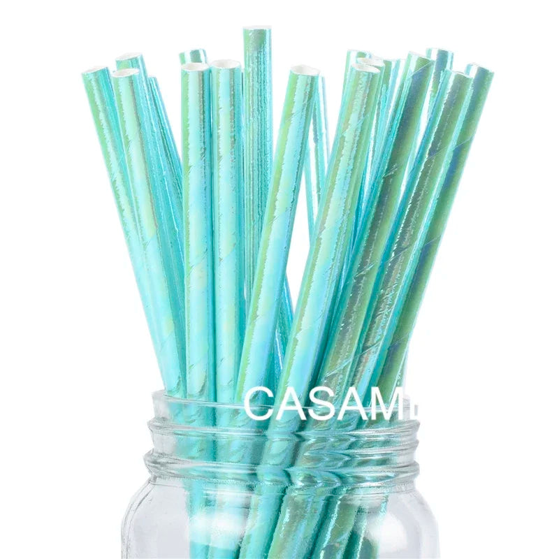 25 pcs lridescent Straws carnaval Party Wedding Decoration Kids Birthday Baby Shower Christmas Frozen Supplies party