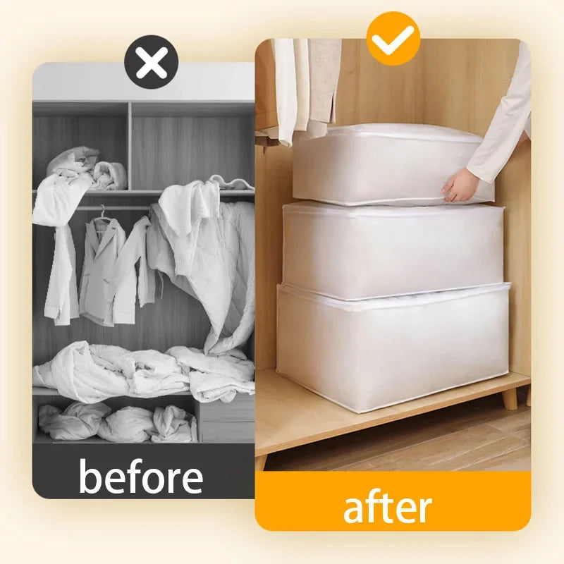 Clothing Quilt Clothes Storage Bag Big Capacity Blanket Sorting Bags Dustproof Closet Under-Bed Storage Moisture Proof Organizer