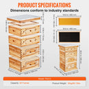 SucceBuy Bienenstock Tiefer Kasten Starter-Kit 100% Bienenwachs beschichtet Naturzedernholz Langstroth Bienenstock-Kit Transparentes Acryl