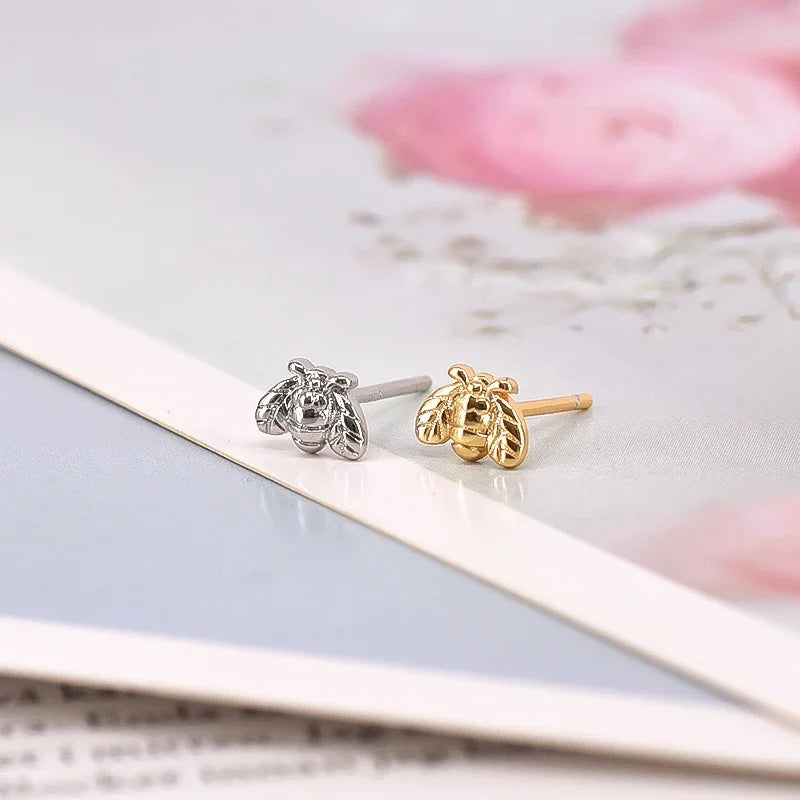 Geometry 925 Sterling Silver Needle Exquisite Heart/bee/Star studs Earrings for Women Wedding High Luxury Jewelry cute studs