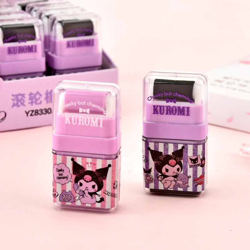 Sanrio Kawaii Kuromi Cartoon Rubber Eraser With roller Cute Erasers for Kids School Office Supplies Gift Stationery