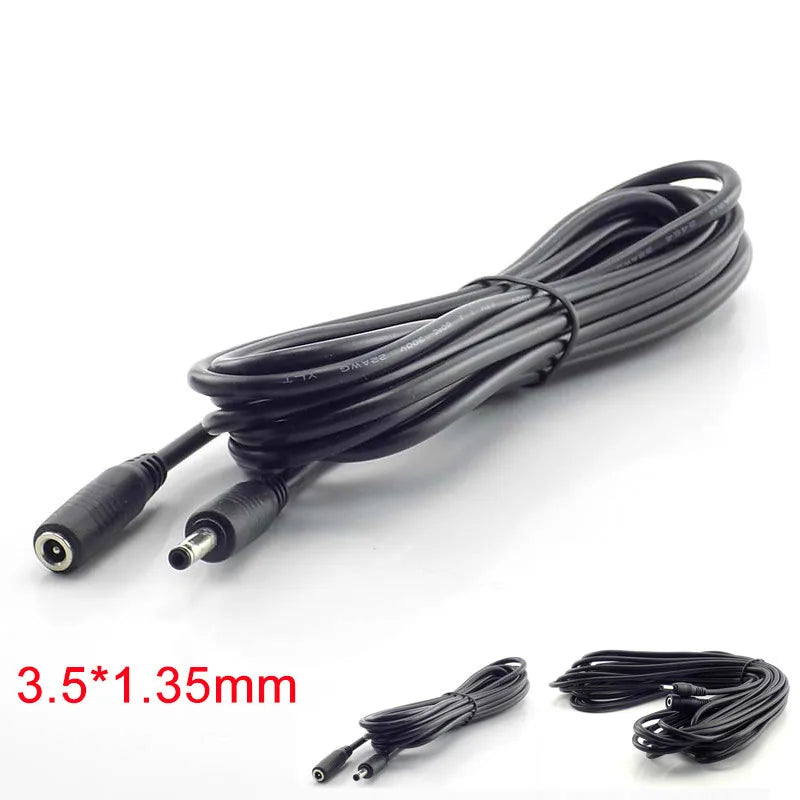 1/1.5/3/5 Meter Male Female DC Power Cable Extension 5V 2A Power Cord Adapter 3.5mm x 1.35mm  Connector for CCTV Security Camera