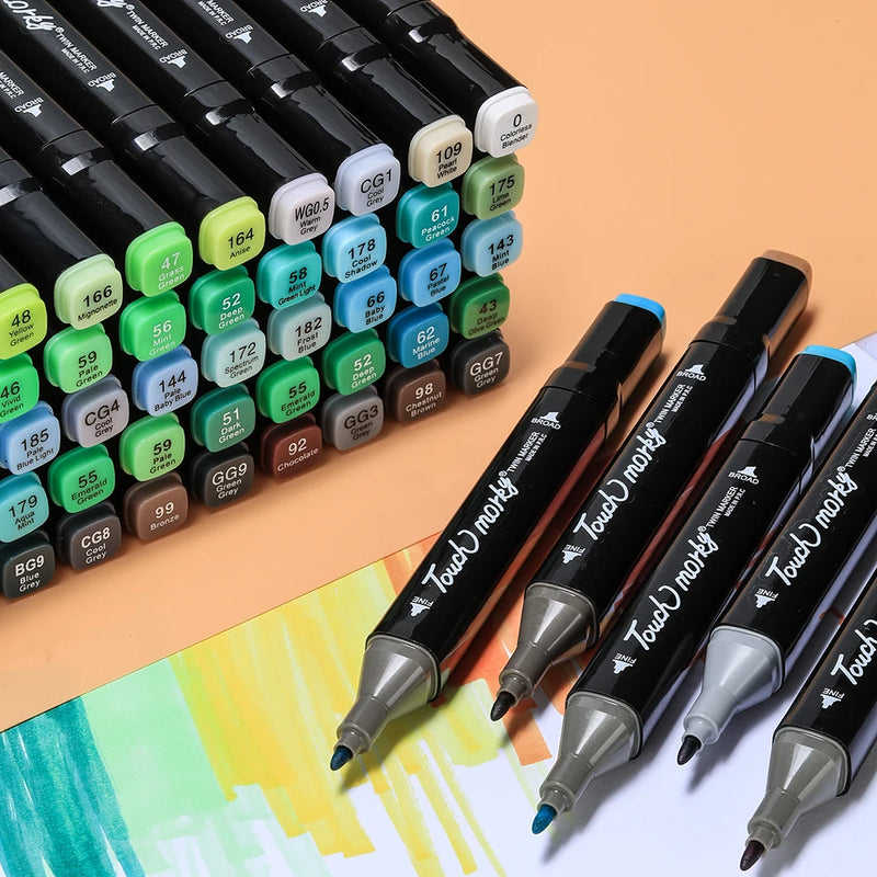 30/40/60/80 Colors Alcohol Felt Markers Pens Dual Tip Permanent Artist Art School Supplies Manga Sketching Markers Student Gift