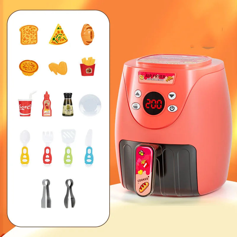 Air Fryer Toys Simulated Kitchen Utensils Color Changing Food Children's Gifts Timers Kitchenware Barbecue Pretend Play Fried