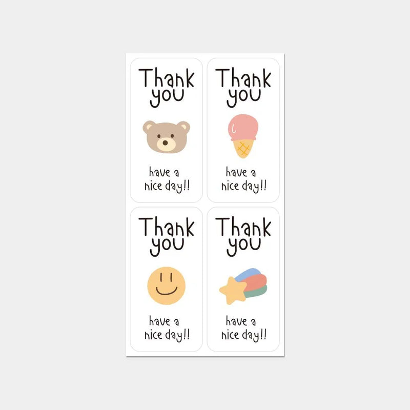 100Pcs Cute Thank You Stickers for Small Business Cake Dessert Packaging Gift Sealing Decor Labels “Thank You Have A Nice Day ”