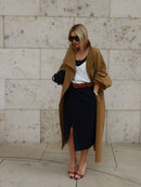 The Vilanelle | Oversized Long Trench Coat with Stand Collar