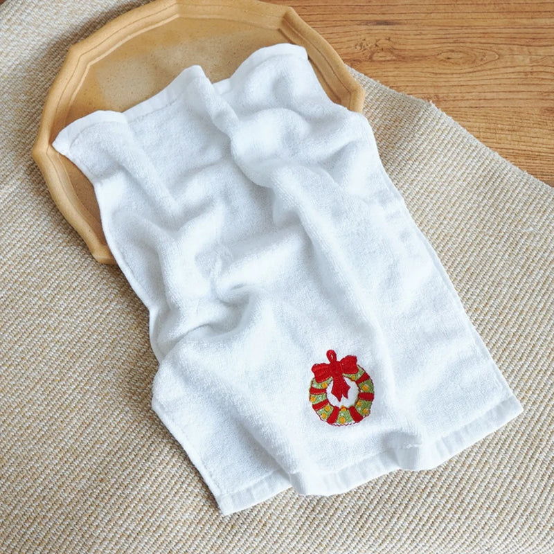 3pcs Cotton Christmas Towels Merry Christmas Santa Claus Hand Towels 32x45cm Absorbent Hand Bath Towels for Home Hotel Bathroom