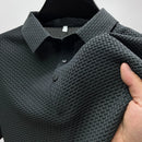 High-end Men's Bamboo Joint Hollow Short-sleeved Polo Shirt Ice Silk Breathable Business Fashion T-Shirt Male Brand Clothes Top
