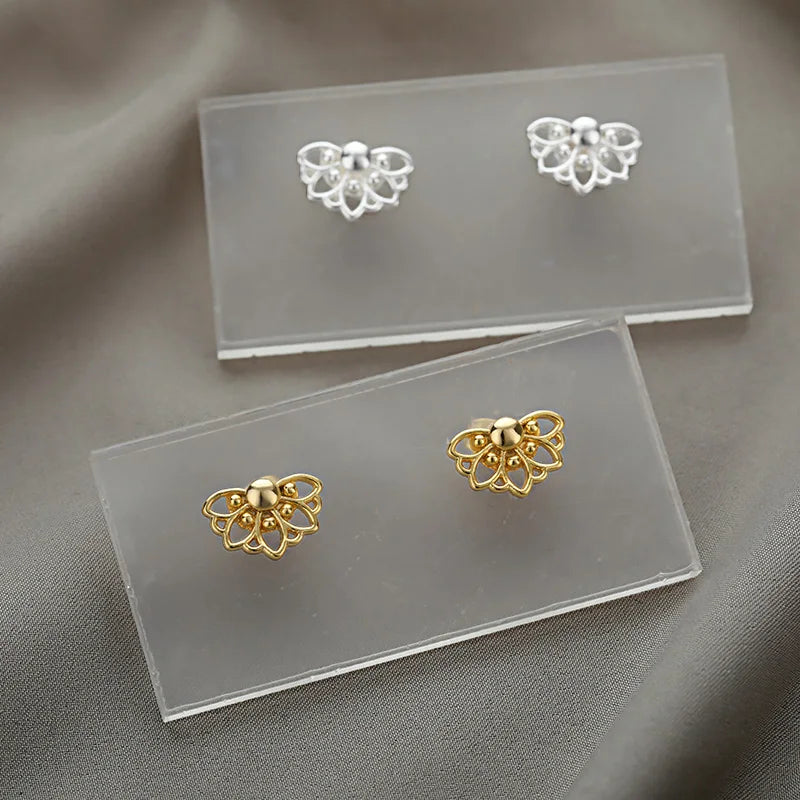 Stainless Steel Lotus Flower Earrings for Women Cute Gold Color Stud Earrings Ear Piercing Fashion Jewelry Accesorios aretes