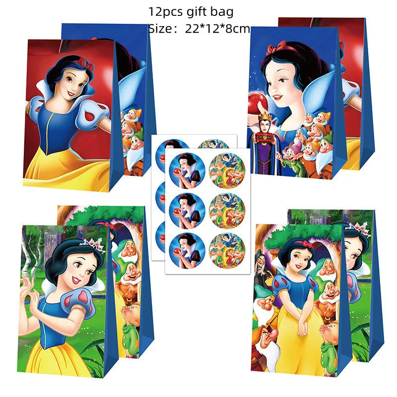 Snow White Birthday Party Set Cup Plate Napkins Tablecloth Cake Topper Balloons Disposable Tableware Baby Shower Supplies