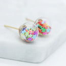New Fashion Design 10MM Glass Ball Colorful Stars Glitter Beads Gravel Small Earrings for Women Temperament Small Girls Gifts