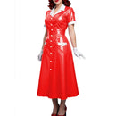The Lacquer | Glossy PVC Leather A-Line Midi Dress