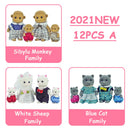 Easter Bunny 10-18Pcs Forest Family Miniture Animals Doll Toy Simulation 1:12 Reindeer Panda Figure Girl Dollhouse Birthday Gift