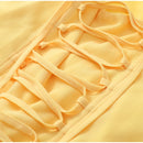 Butter Yellow Mesh Splicing Long Dress Elegant Strapless Split Backless Pleated Gowns For Women 2026 Lady Evening Party Gowns