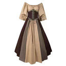 Women Patchwork Medieval Renaissance Dress Halloween Gothic off Shoulder Retro Long Dress