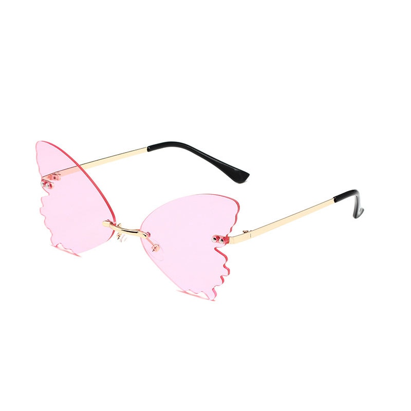 2022 Vintage Dragonfly Wings Sunglasses Fashion Rimless Women Clear Lens Eyewear Men Pink Sun Glasses UV400 Eyewear Female