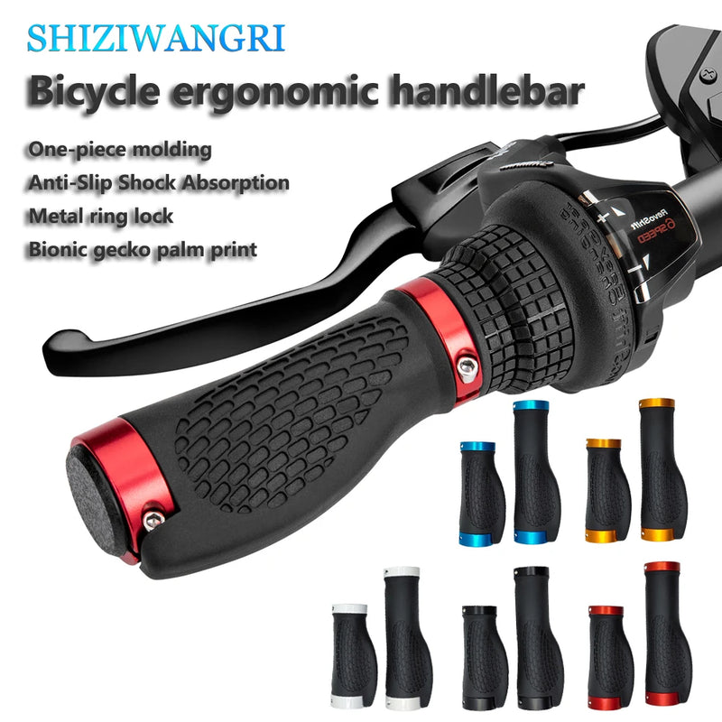 PE Rubber MTB Bike Grips Handlebar Cover Rubber Soft Anti-Skid Bicycle Grip Alloy Lock Bar BMX Handle Cuffs Cycling Accessories