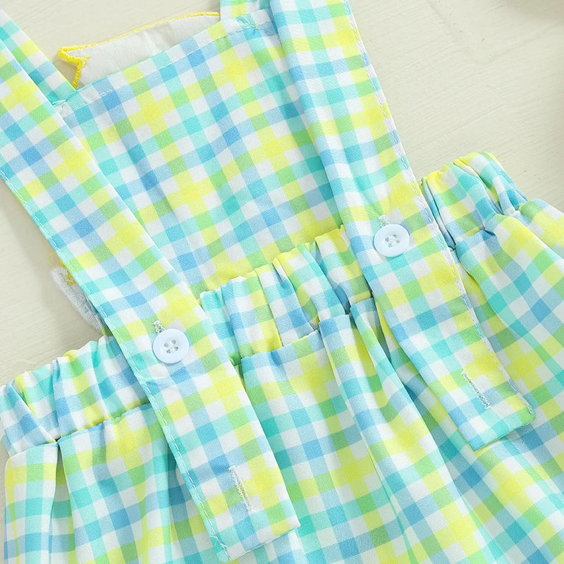 Easter Bunny Jumpsuit with Floral Embroidery and Ruffle Trim for Infant Girls and Boys - Adorable Spring Romper for Babies