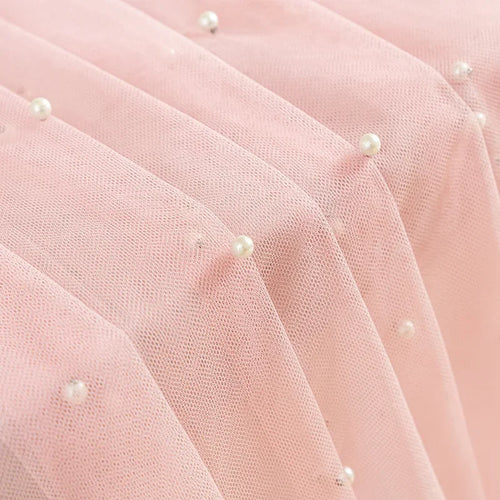 Hochzeit Pink Perle Mesh Tischläufer 3 Meter Sheer Voile Esstisch Dekoration für Romantische Hochzeit Verlobung Jubiläumsfeier