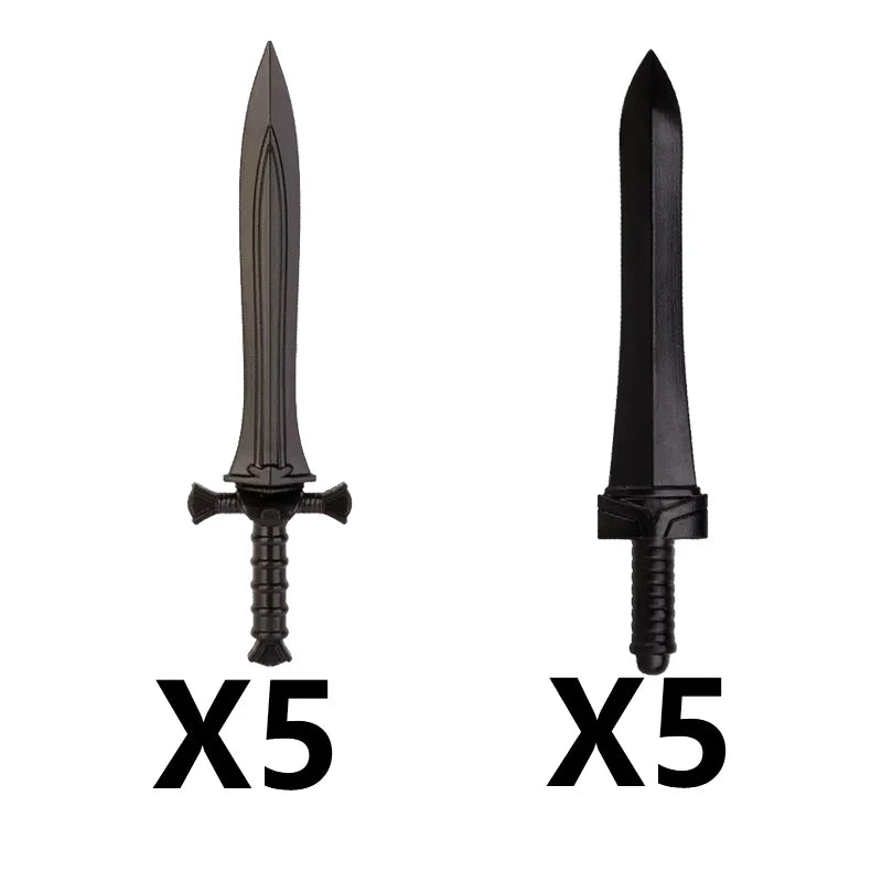 Medieval MOC Weapon Figure Accessories Building Blocks Soldiers Sword Shield Bow Arrow Trident Hammer Axe Spear Brick Kid Toy