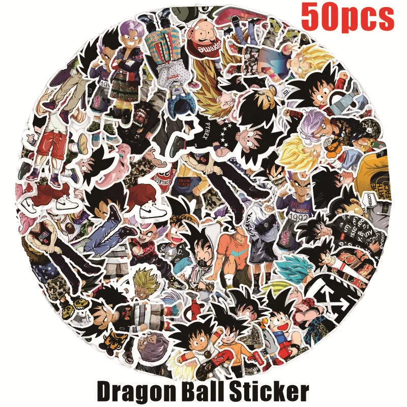 50pcs Anime Dragon Ball Stickers Goku Cartoon Stickers Toy Laptop Motorcycle Suitcase Sticker Kids Christmas Birthday Party Gift