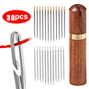30pcs Blind Sewing Needle Elderly Stainless Steel Quick Automatic Self-Threading Needle Stitching Pins DIY Punch Needle Threader