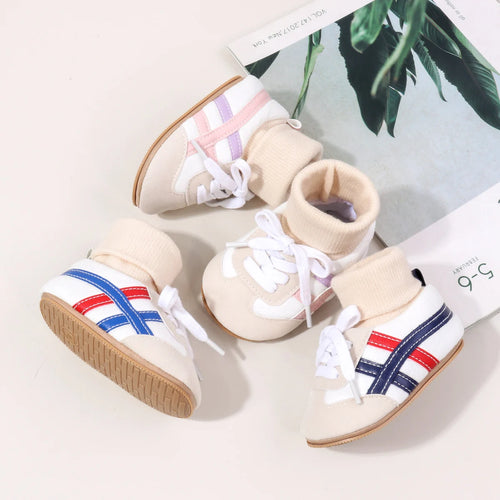 Spring And Autumn New Style Baby Shoes For 0-1 Year Old With Laces That Don't Come Off And Anti-Slip Design For Learning To Walk