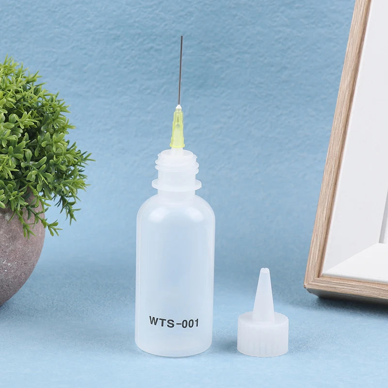 1Pc 50ML WTS-001 Plastic Liquid Alcohol Bottle With Needle For Dispenser Rosin Solder Flux Paste For Phone PCB Welding Repair