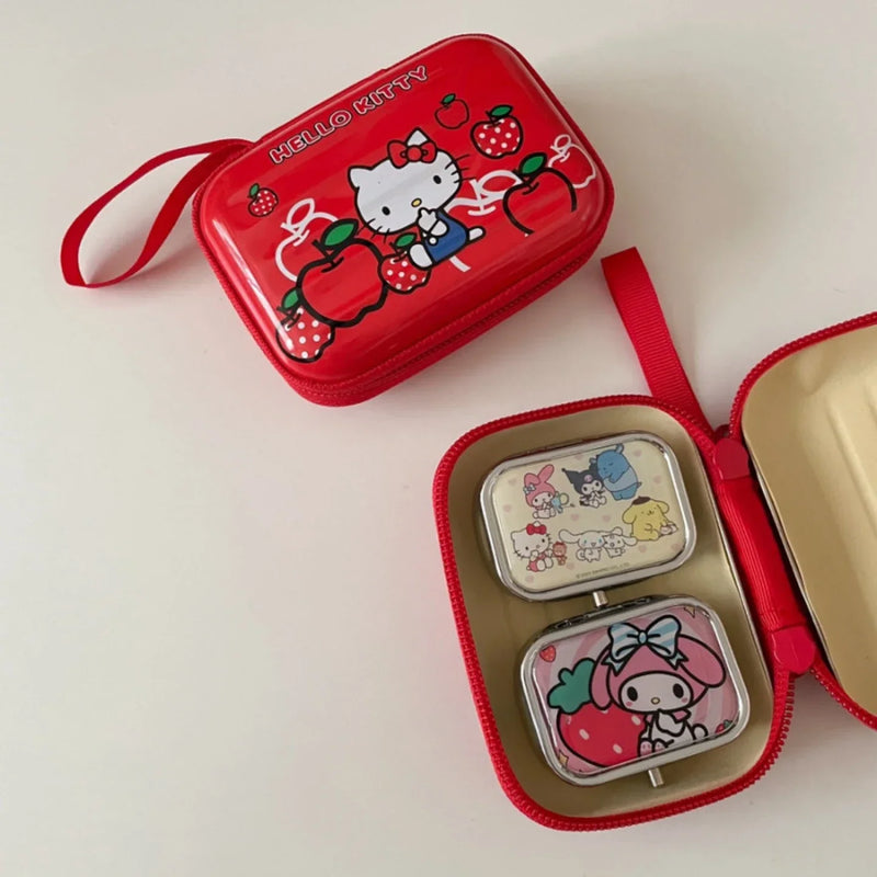 Kawaii Sanrio Hello Kitty Data Cable Charger Storage Bag Girl Cartoon Portable Travel Mini Zipper Makeup Bag Holiday Gifts