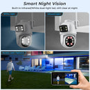 Hiseeu WLAN-Überwachungskamera, Dual-Objektiv, 4-facher Digitalzoom, KI-Personenerkennung, ONVIF, Outdoor PTZ IP-Kameras, 4K, 8MP