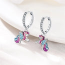 New 925 Silver Color Earrings Butterfly Firefly Ladybird Cactus Chameleon Star Double Hoop Earrings Fashion Party Unique Jewelry
