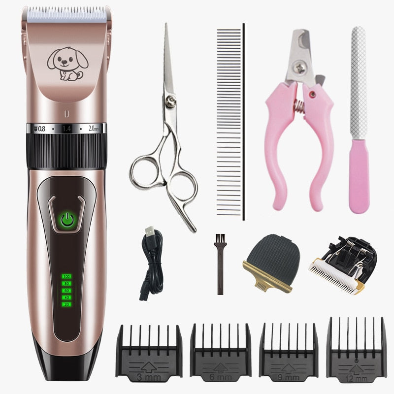 Dogs Clipper Grooming Clipper Kit USB Professional Rechargeable Low-Noise Clipper For Dog  Pets Hair Trimmer Display Battery