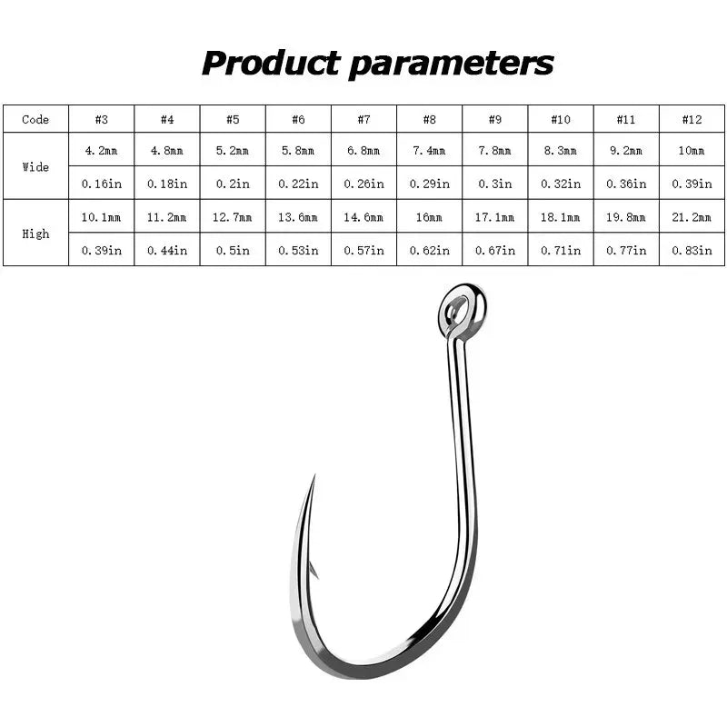 400 Pcs High Carbon Steel Fishing Hooks Wide Gap Offset Fishing Hook Set for Saltwater and Freshwater with 10 Sizes