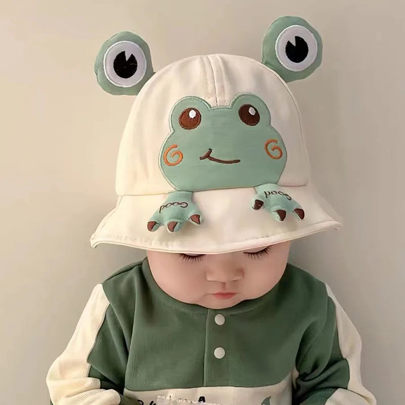 2023 New Baby Bucket Hat For Kids Spring Outdoor Boys Girls Sun Hat Summer Cute Flog Toddler Children's Fisherman Cap Cotton