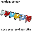MOC Bricks Chrome Bike Bicycle Scooter Model Building Block Little Sheep Motorcycle City Traffic Bicycle Motor Vehicle Car