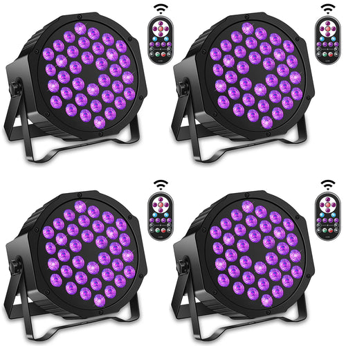 Yiflamefly 4Pcs 36W UV Black Lights 36LED Par Lights With Remote Control DMX512 Stage Light For DJ Disco Club KTV Wedding Party