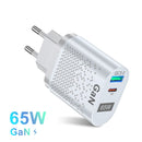 USLION AU EU US UK Stecker 65W GaN Ladegerät Tablet Laptop Schnellladegerät USB Typ C Quick Charger Handy-Ladegerät für iPhone POCO