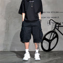Japanese Korean Cargo Shorts For Men Summer Heavyweight Cotton 5-Inch Premium Distressed Streetwear Trendy Casual Pants Male