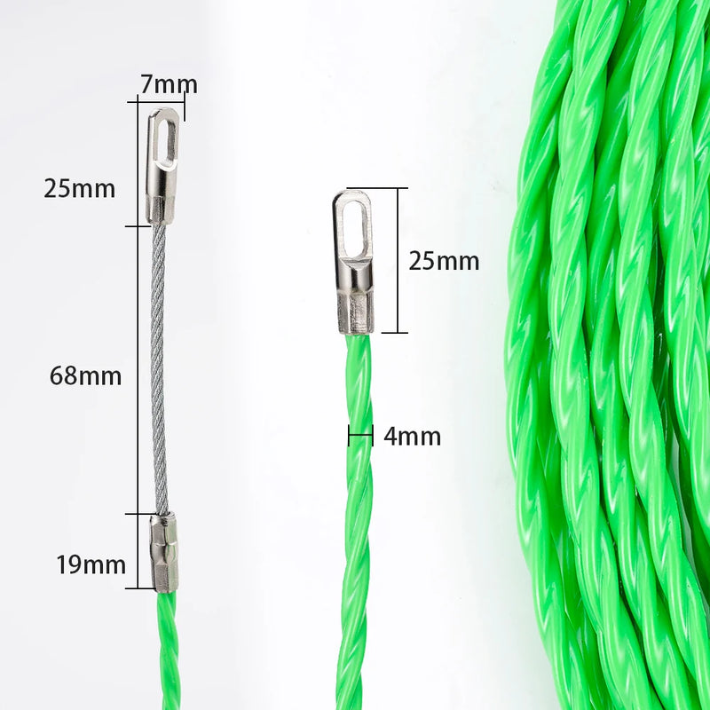 4mm 5/10/15/20/25/30/40/50M Cable Push Puller Fiberglass Duct Rodder Fish Tape Electrical Wire Cable Guide Device Aid Tool