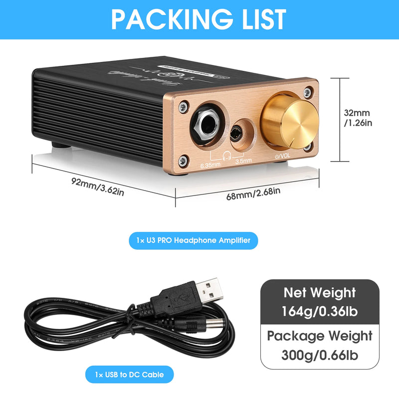 Nobsound U3PRO HiFi Headphone Amplifier Class A Mini Desktop Amp for Headsets DC5V
