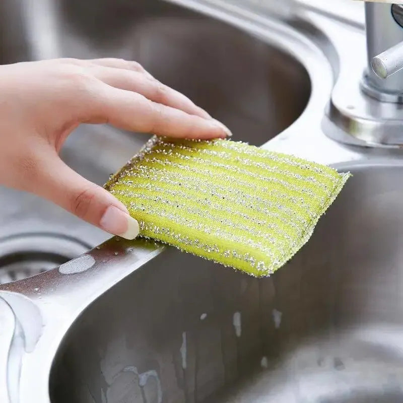 8PCS/Lot Stainless Steel Wire Sponge Scouring Cloth Kitchen Decontamination Clean Bowl/dish/pot Brush Household Cleaning Tool