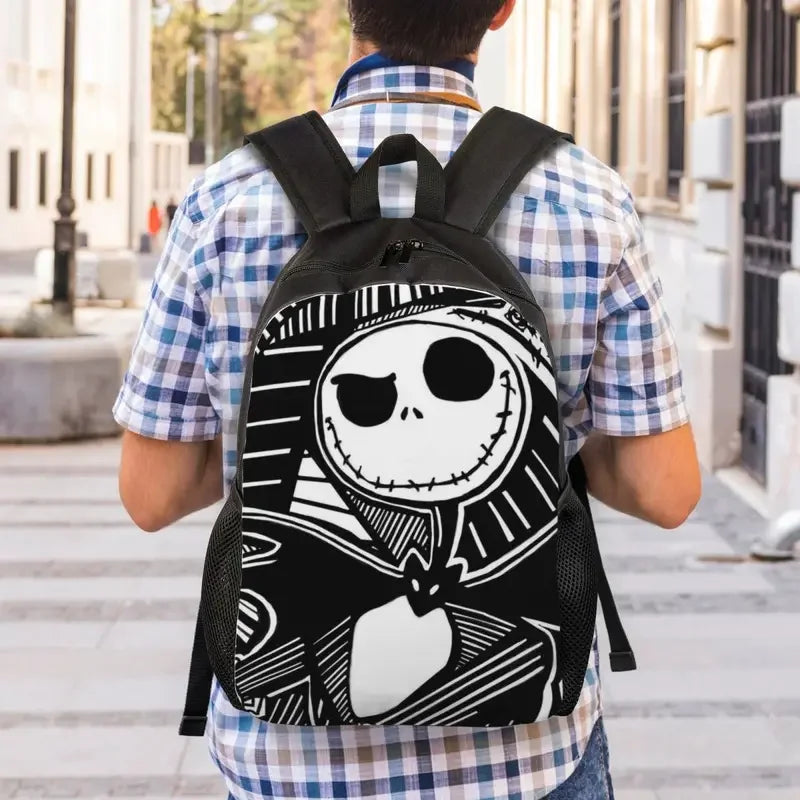 Custom Nightmare Before Christmas Backpacks for Men Women School College Student Bookbag Skellington Halloween Skull Bags