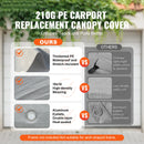 SucceBuy Carport Replacement Canopy Cover Garage Top Tent Shelter Tarp Heavy-Duty Waterproof & UV Protected with Ball Bungees