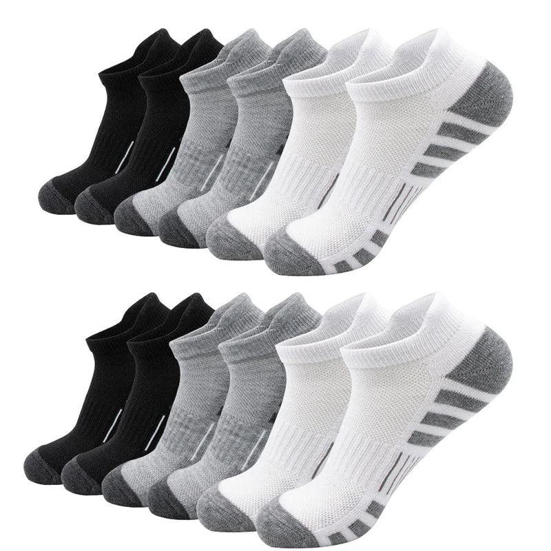 Men Ankle Socks Athletic Running Low Cut Casual Sports Socks Breathable Cushioned Tab Short Socks for Men Women 6 Pairs