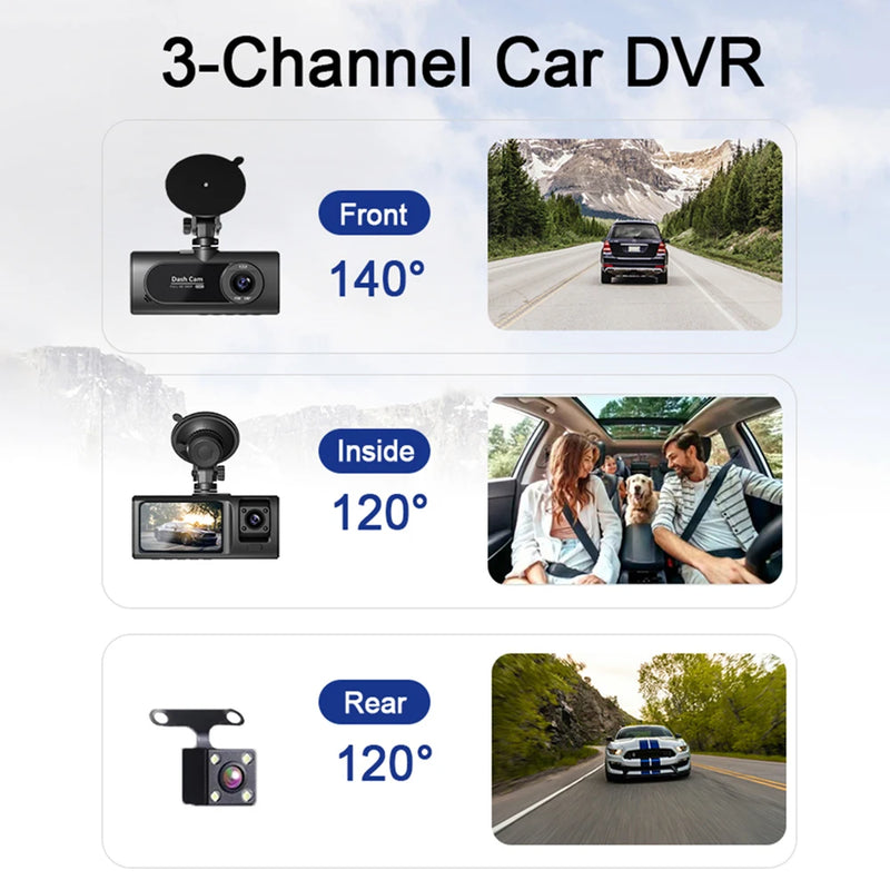 3 Channel WiFi Car DVR HD 1080P 3-Lens Vehicle Dash Cam Three Way Camera DVRs Recorder Video Registrator Dashcam Camcorder