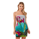 Women Sexy V-Neck Lace Bodycon Dress Elegant Sleeveless  Fit Cocktail Party Evening Mini Dress with Floral Print