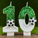 Glitter Green White Football Numbers 0-9 Candle Cake Toppers Cake DIY Decoration for Football Theme Anniversary Party Decoration