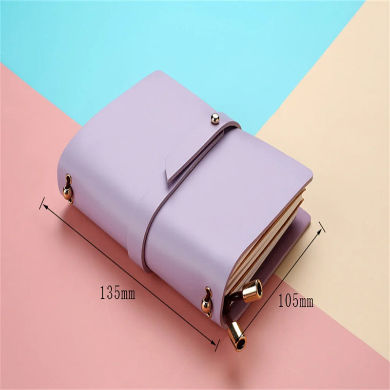 Soft PU Leather A5 Notebook Passport Style Solid Color Creative Fresh Loose-Leaf Notepad Student Stationery Diary Book 135x105mm
