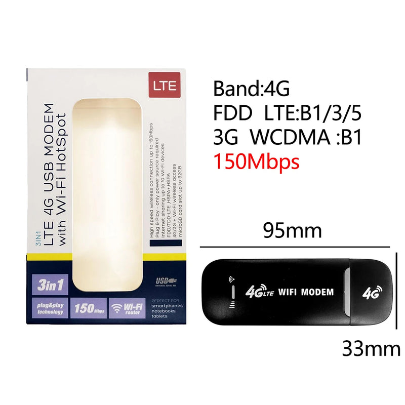 4G LET WiFi Modem USB Dongle Mobile Broadband 150Mbps Modem Stick 4G S