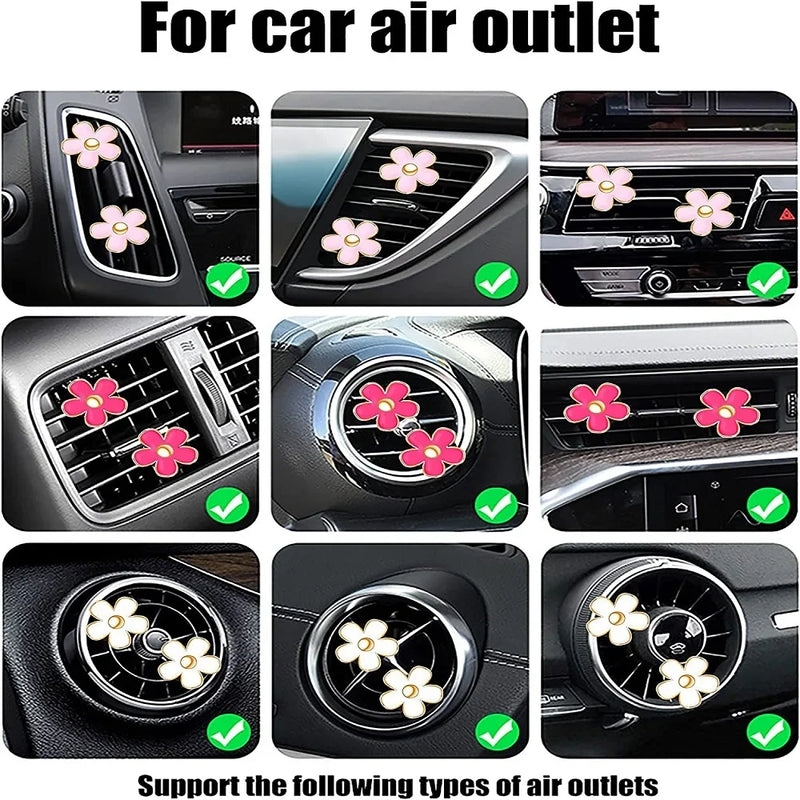 4pcs Flower Air Vent Clip Car Air Freshener Perfume Clip Cute Small Flowers Car Accessories Interior Woman Aromatherapy Diffuse